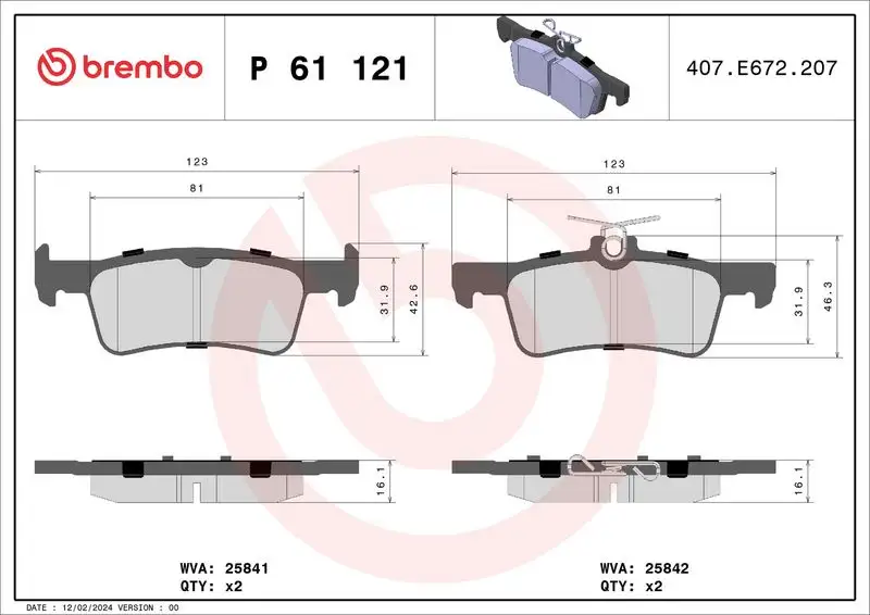 BREMBO P61121 Arka Fren Balatası