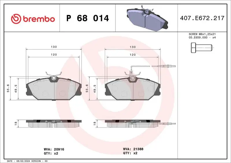 BREMBO P68014 Ön Fren Balatası