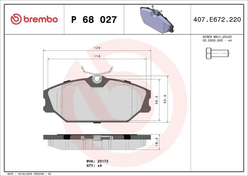 BREMBO P68027 Ön Fren Balatası