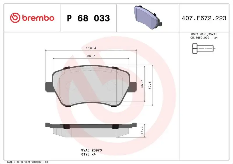 BREMBO P68033 Ön Fren Balatası
