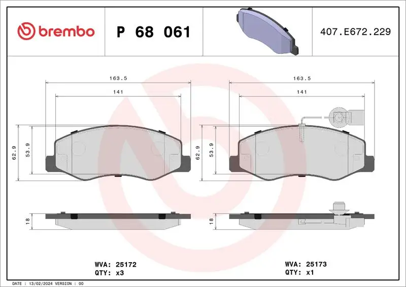 BREMBO P68061 Arka Fren Balatası