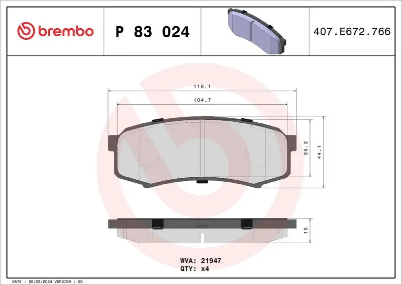 BREMBO P83024 Arka Fren Balatası