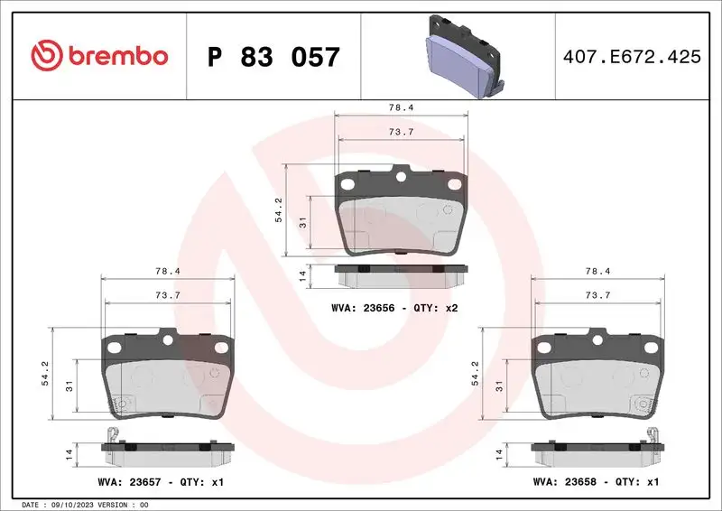 BREMBO P83057 Arka Fren Balatası