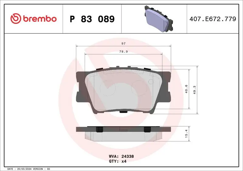 BREMBO P83089 Arka Fren Balatası