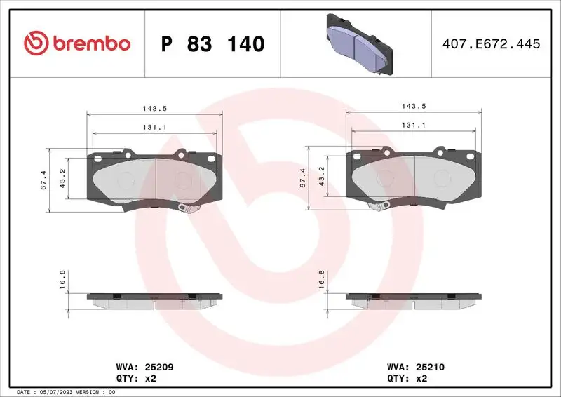 BREMBO P83140 Ön Fren Balatası