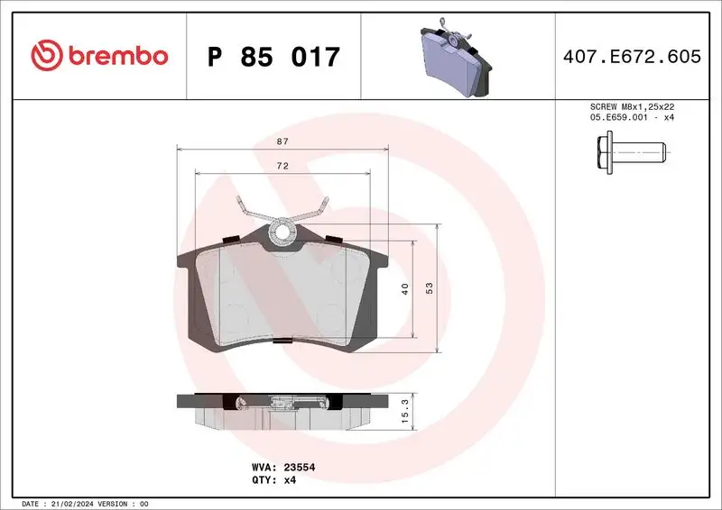 BREMBO P85017 Arka Fren Balatası