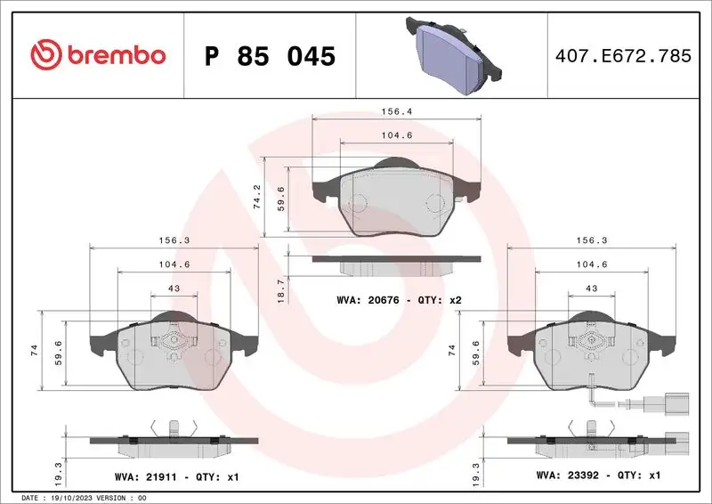 BREMBO P85045 Ön Fren Balatası