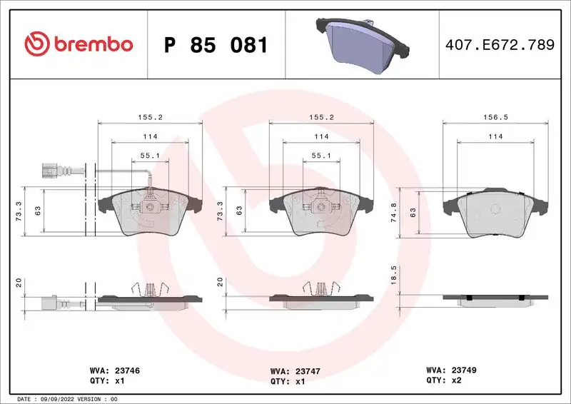 BREMBO P85081 Ön Fren Balatası