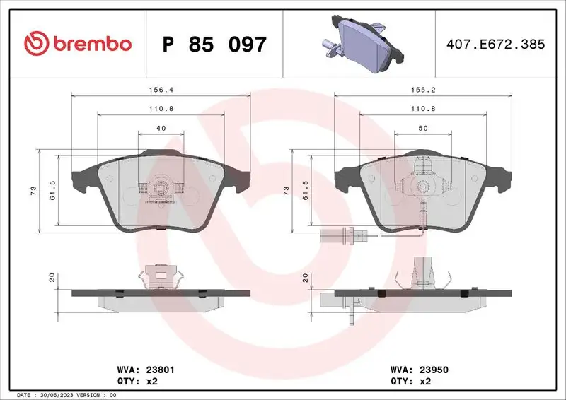 BREMBO P85097 Ön Fren Balatası
