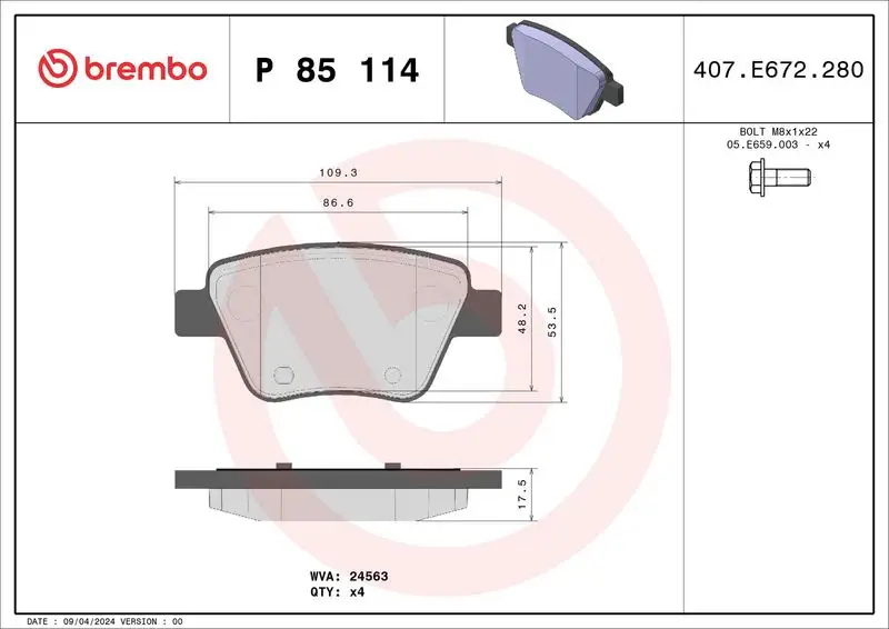BREMBO P85114 Arka Fren Balatası