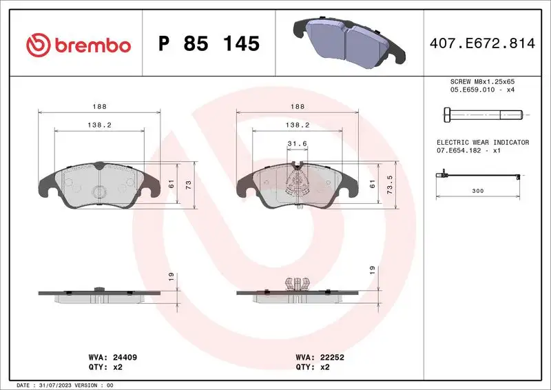 BREMBO P85145 Ön Fren Balatası