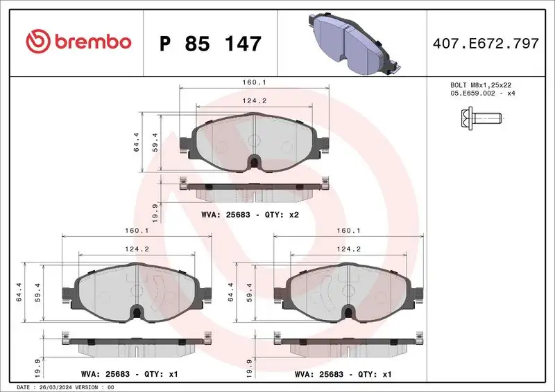 BREMBO P85147 Ön Fren Balatası