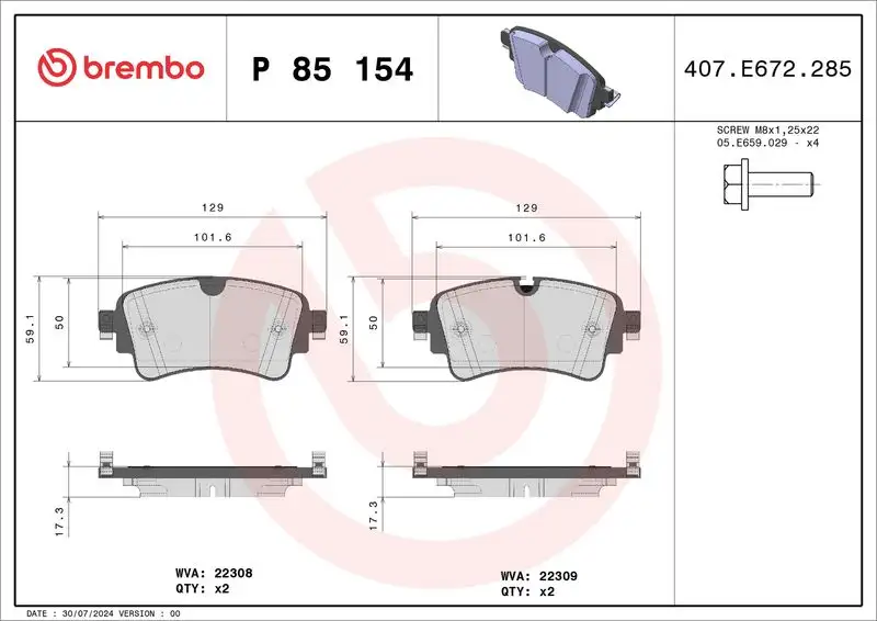 BREMBO P85154 Arka Fren Balatası