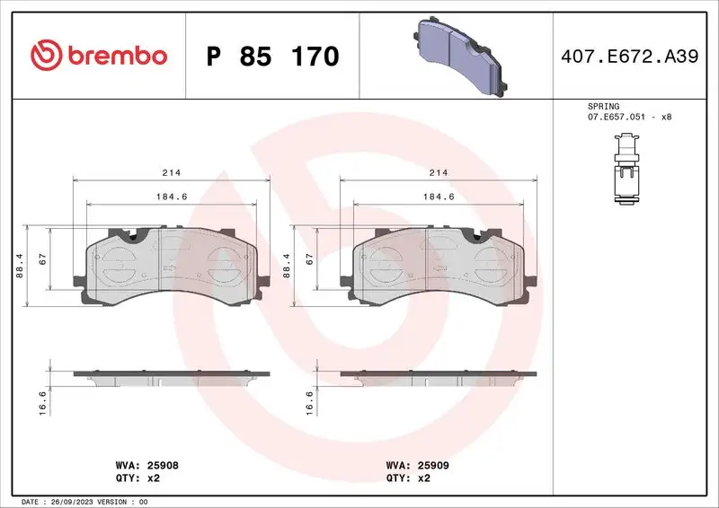 BREMBO P85170 Ön Fren Balatası