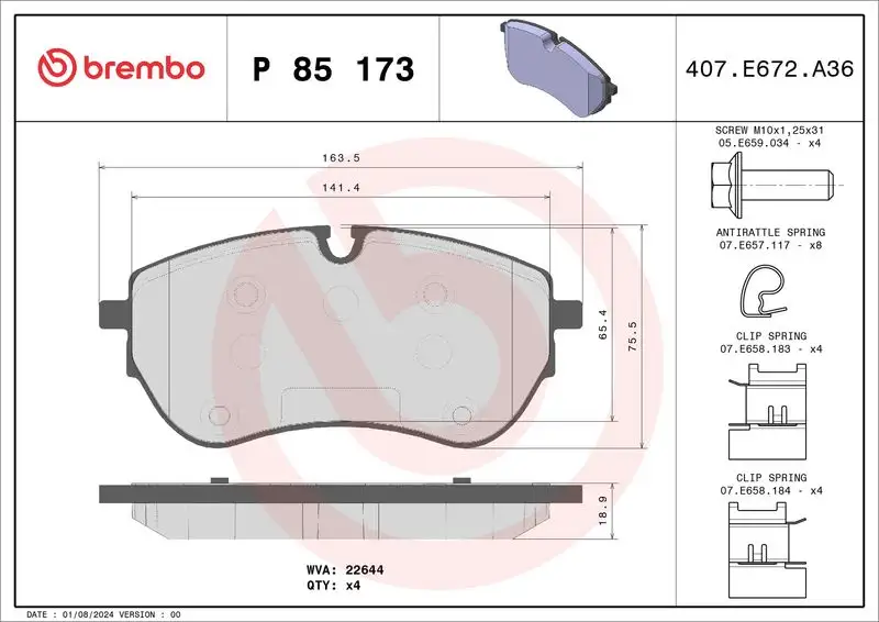 BREMBO P85173 Ön Fren Balatası 2H6698151A