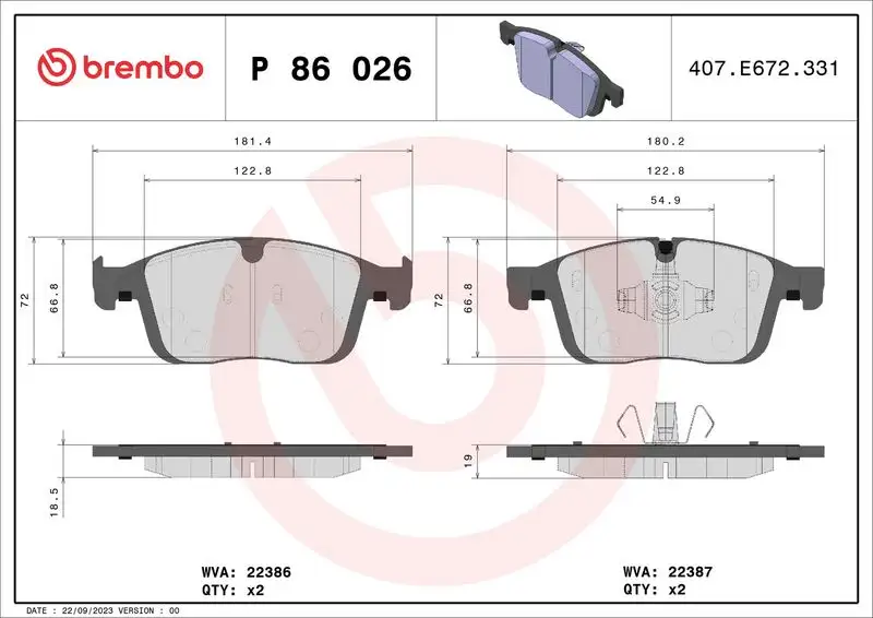 BREMBO P86026 Ön Fren Balatası
