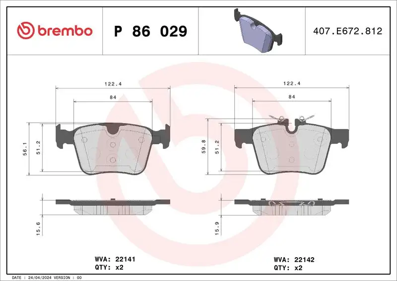 BREMBO P86029 Arka Fren Balatası